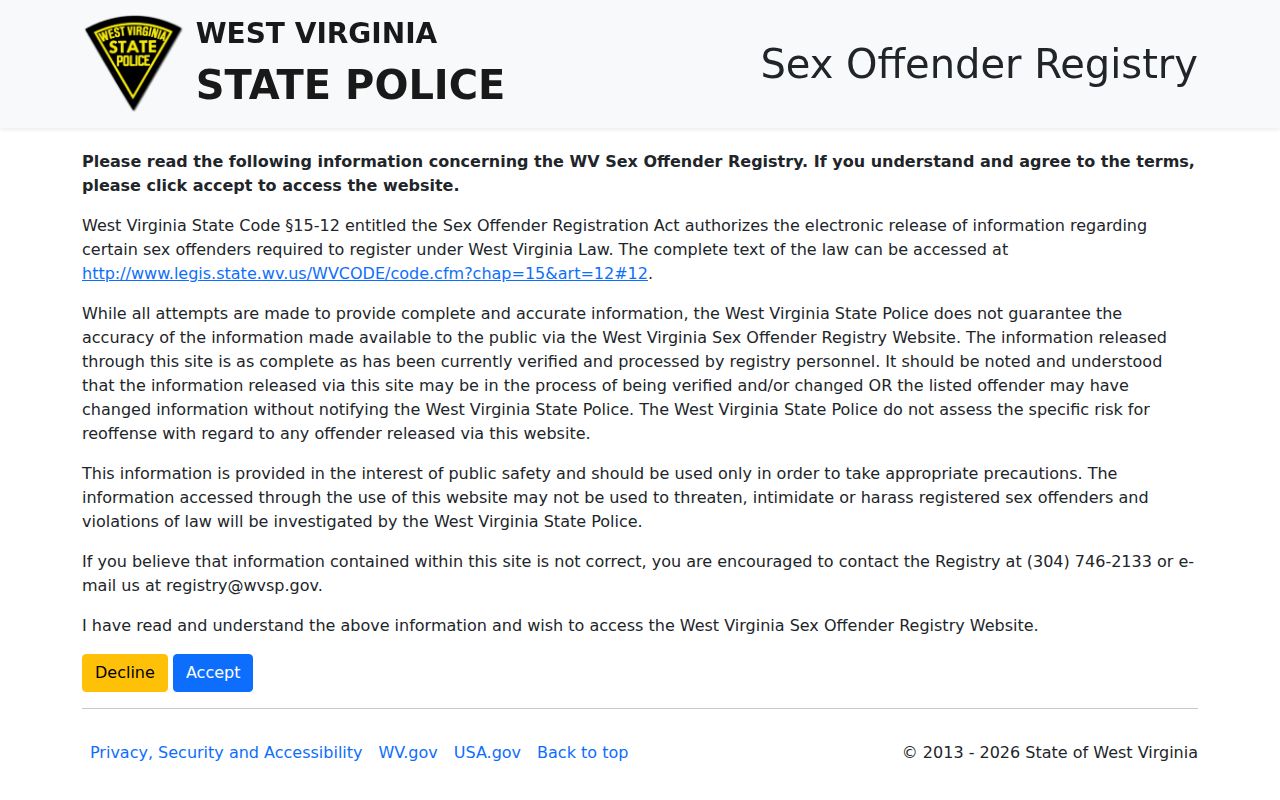 Summers County post-release supervision check through the West Virginia registry